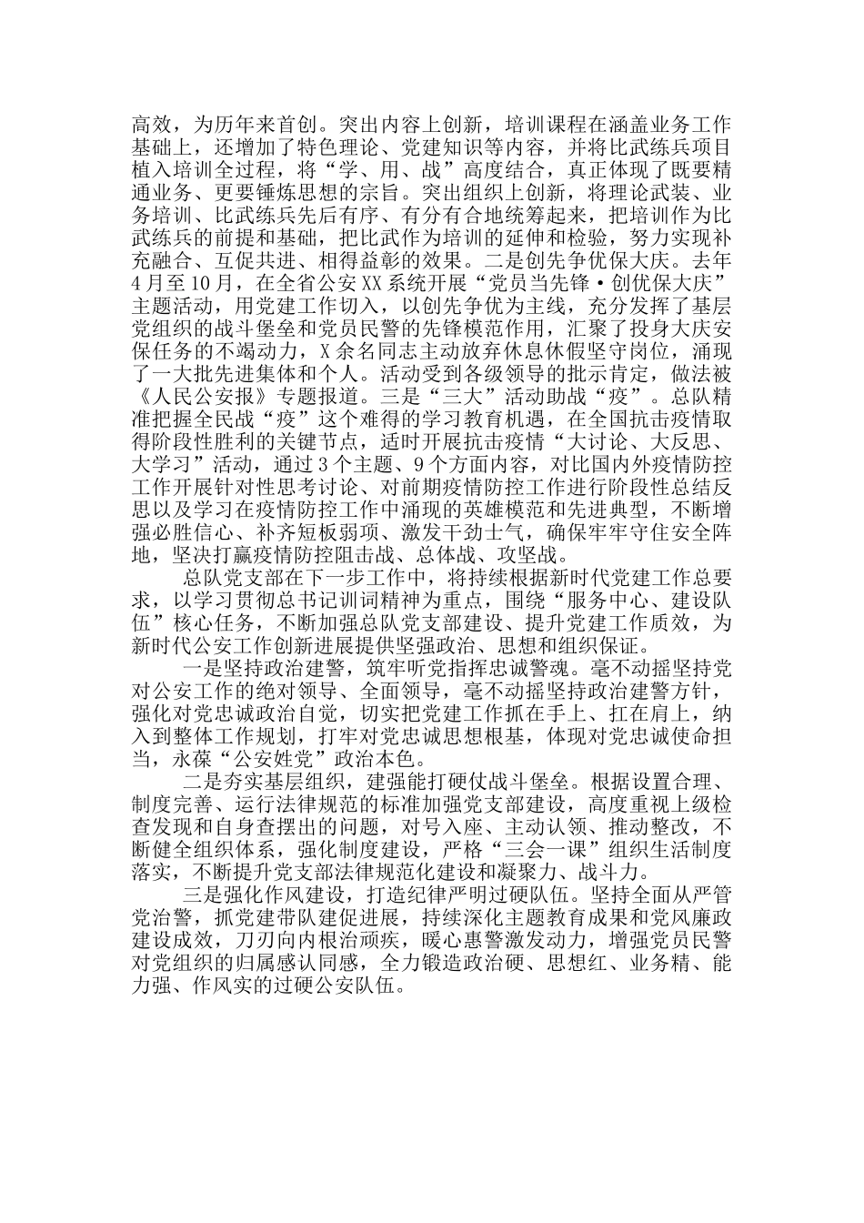 公安厅党总支部2024年工作总结_第3页