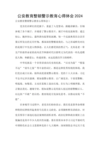 公安教育整顿警示教育心得体会2024