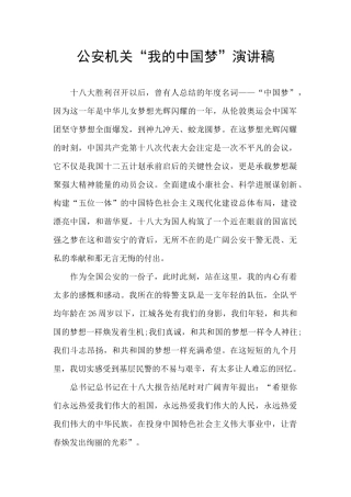 公安机关“我的中国梦”演讲稿