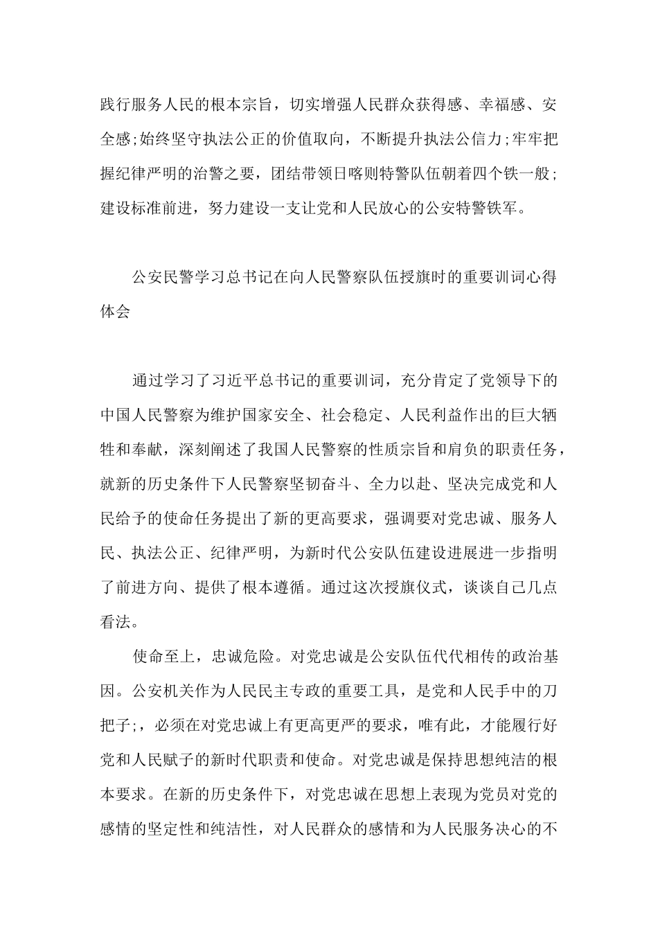公安民警学习总书记在向人民警察队伍授旗时的重要训词心得体会_第2页