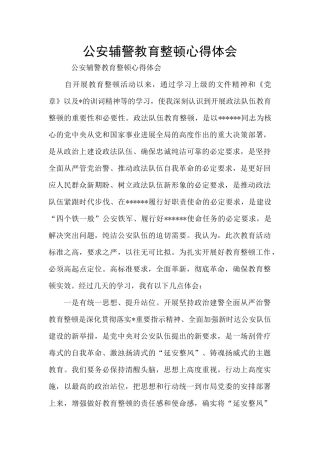 公安辅警教育整顿心得体会