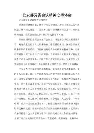 公安部党委会议精神心得体会