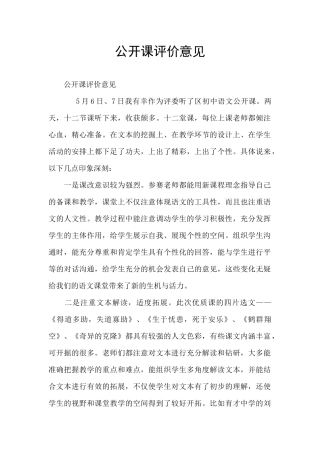 公开课评价意见