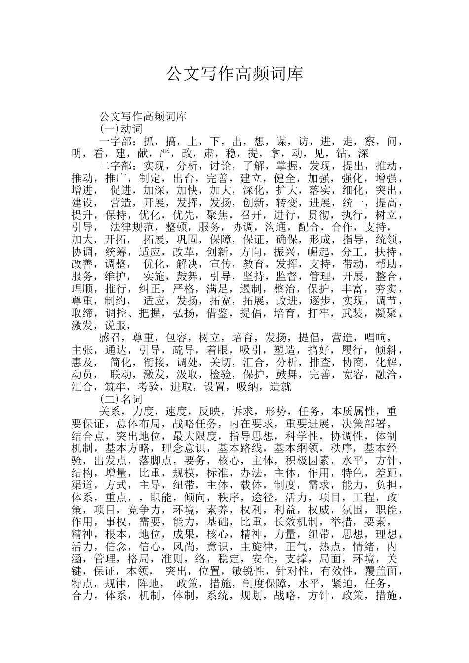 公文写作高频词库_第1页