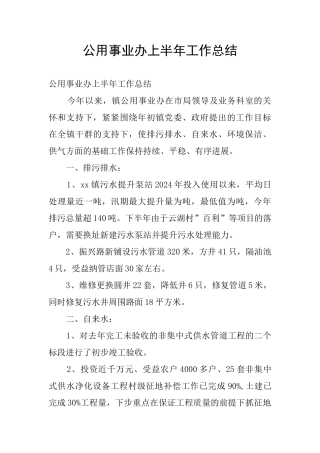 公用事业办上半年工作总结