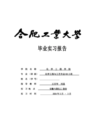 六国化工实习报告