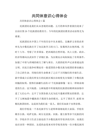 共同体意识心得体会