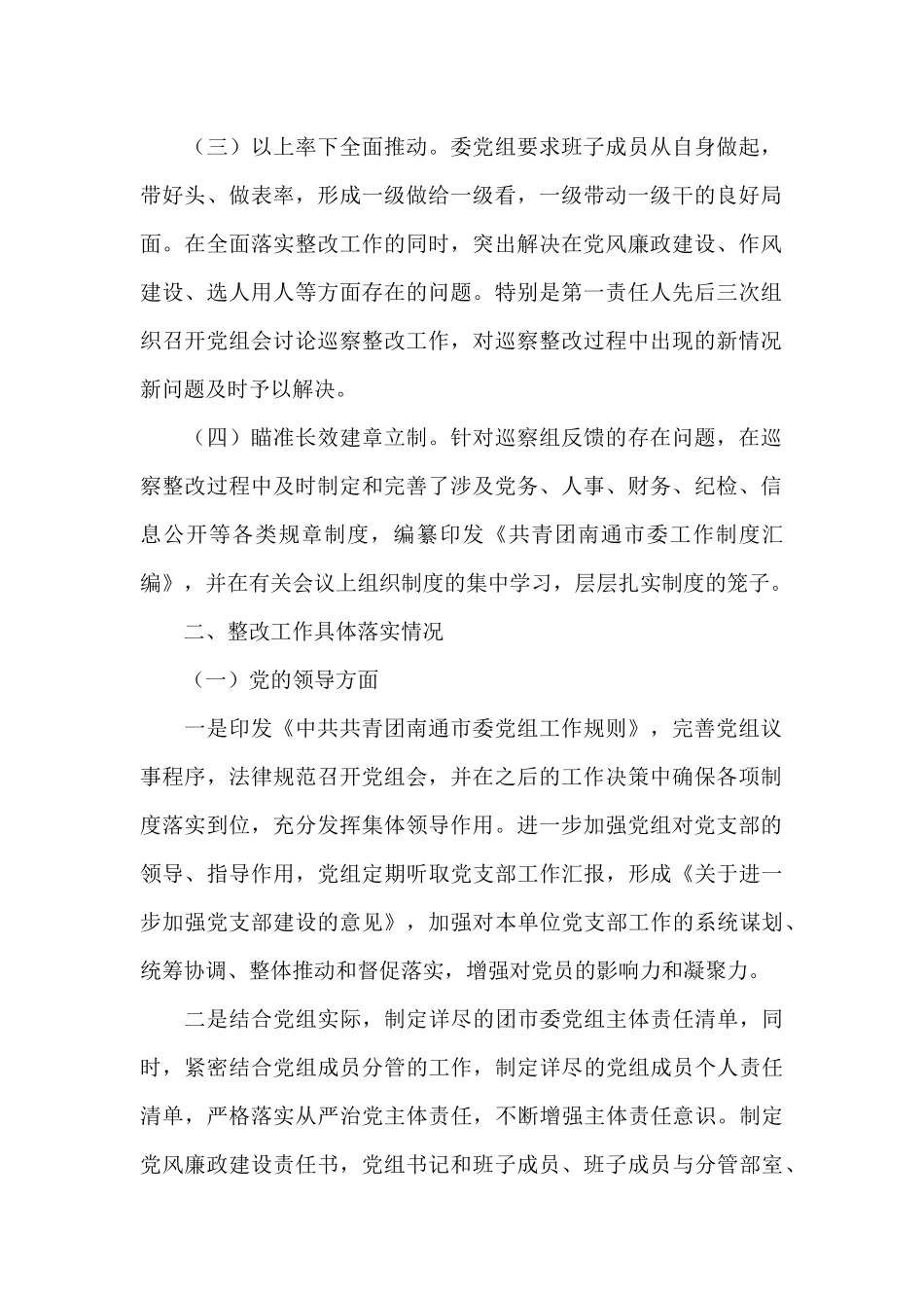 共青团xx市委党组关于巡察整改情况的报告_第2页