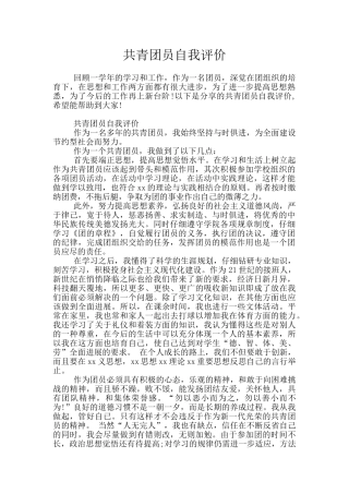 共青团员自我评价