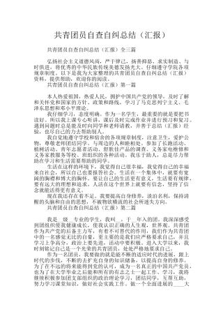 共青团员自查自纠总结