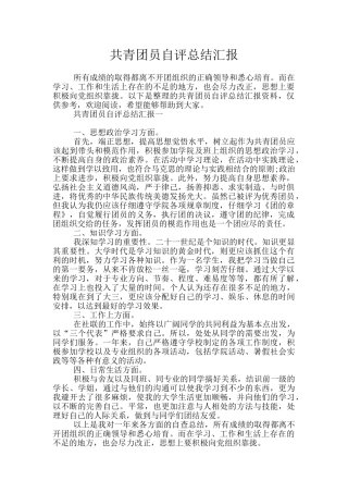 共青团员自评总结汇报