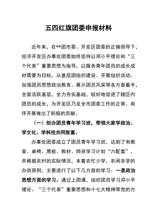 共青团工作先进集体申报材料