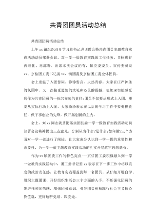 共青团团员活动总结