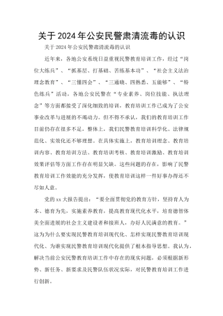 关于2024年公安民警肃清流毒的认识
