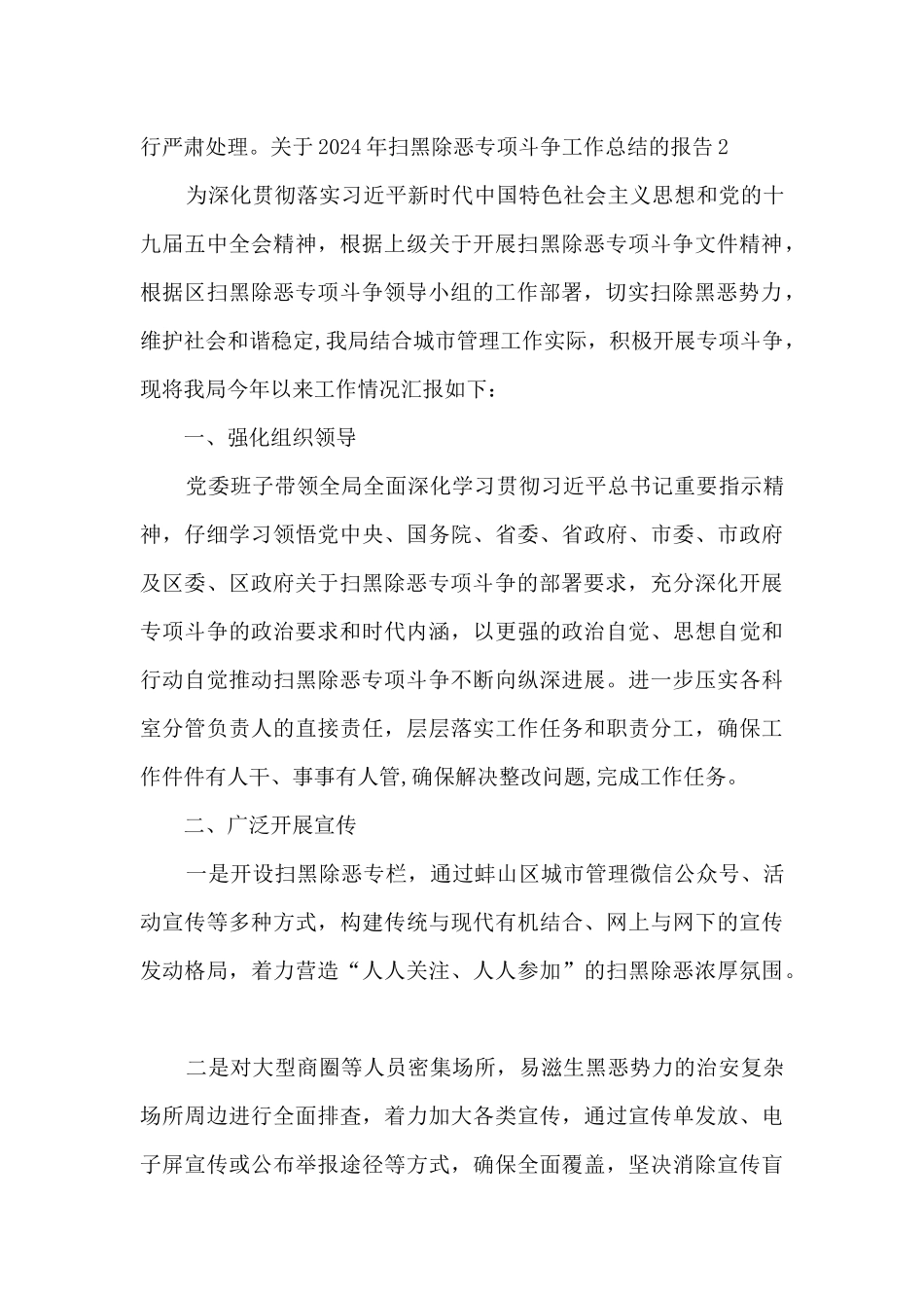 关于2024年扫黑除恶专项斗争工作总结的报告2篇_第3页
