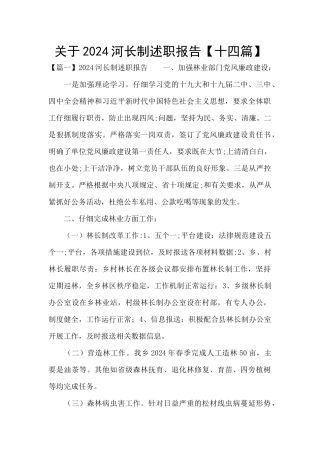 关于2024河长制述职报告