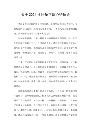 关于2024社区矫正法心得体会
