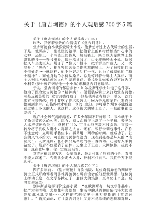 关于《唐吉坷德》的个人观后感700字5篇