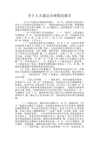 关于人大建议办理情况报告