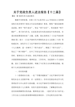 关于党政负责人述法报告