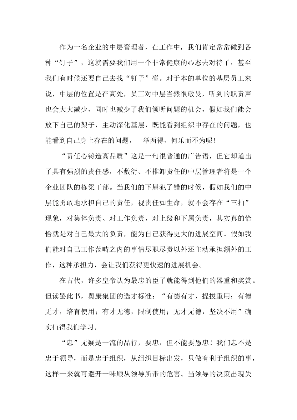 关于公司管理者工作心得体会范本_第2页