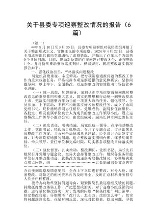 关于县委专项巡察整改情况的报告