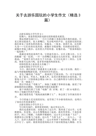 关于去游乐园玩的小学生作文