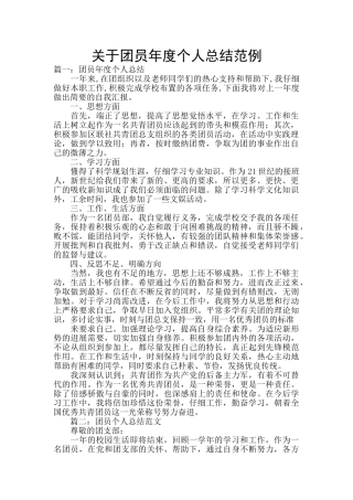 关于团员年度个人总结范例