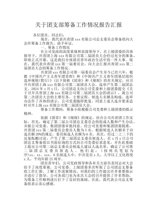 关于团支部筹备工作情况报告汇报