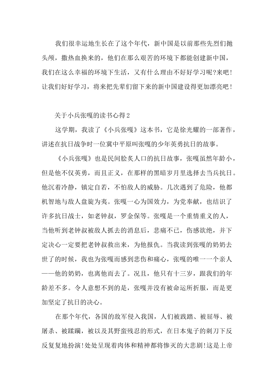 关于小兵张嘎的读书心得_第2页