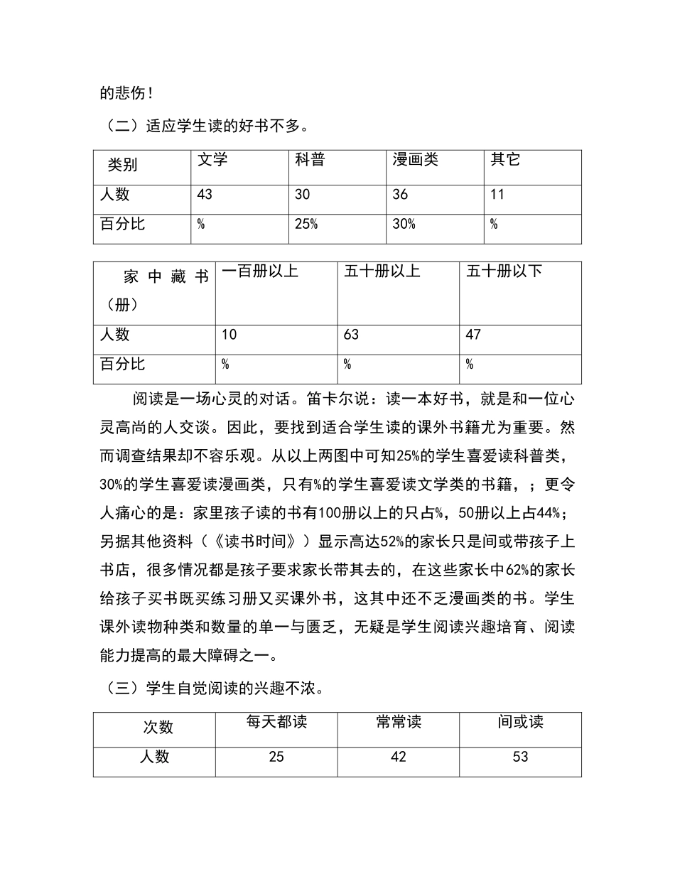 关于小学生课外阅读现状的调查报告_第3页