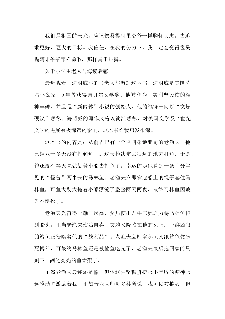 关于小学生老人与海读后感_第2页
