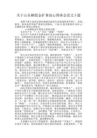 关于山东栖霞金矿事故心得体会范文5篇