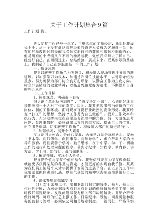 关于工作计划集合9篇