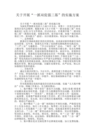 关于开展“一抓双促强三基”的实施方案