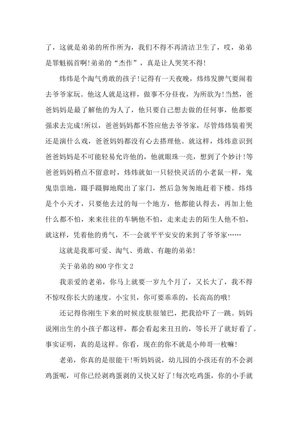 关于弟弟的800字作文优秀范文_第2页