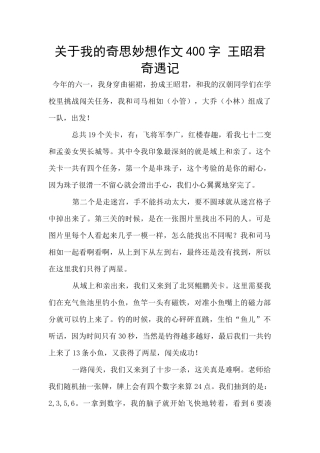 关于我的奇思妙想作文400字