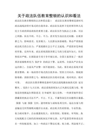 关于政法队伍教育整顿的认识和看法