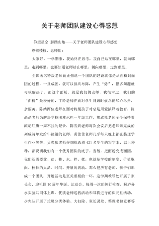 关于教师团队建设心得感想