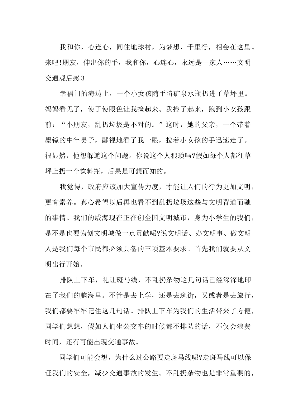 关于文明交通观后感600字_第3页