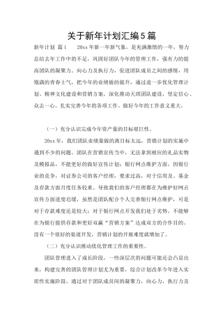 关于新年计划汇编5篇