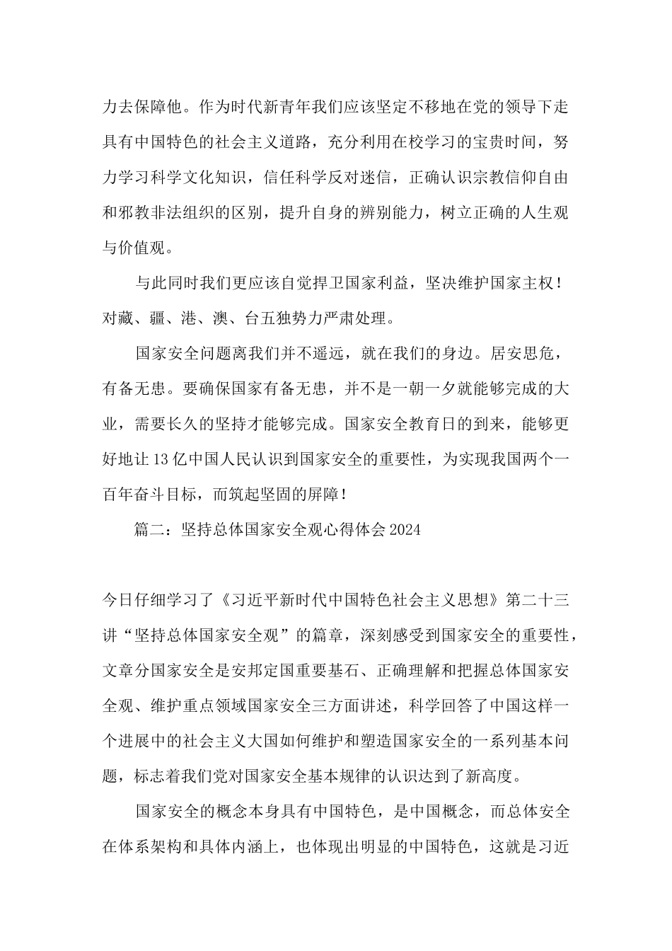 关于新时代坚持总体国家安全观心得体会精选四篇_第2页