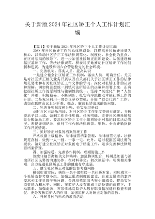 关于新版2024年社区矫正个人工作计划汇编