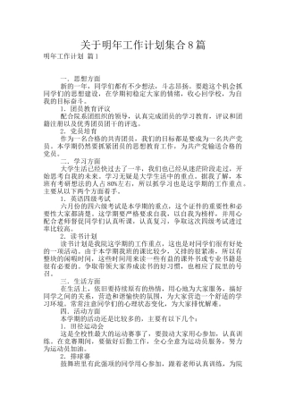 关于明年工作计划集合8篇