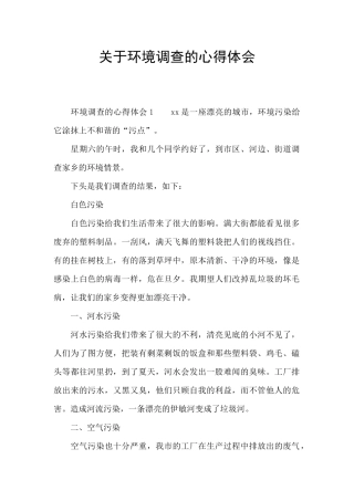 关于环境调查的心得体会