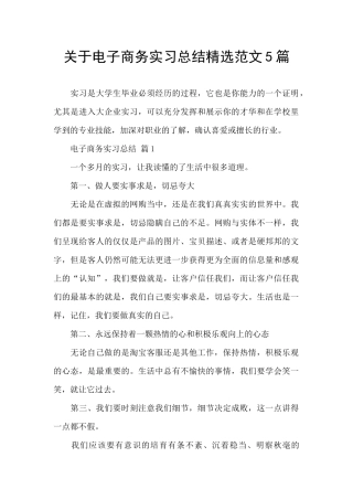 关于电子商务实习总结精选范文5篇