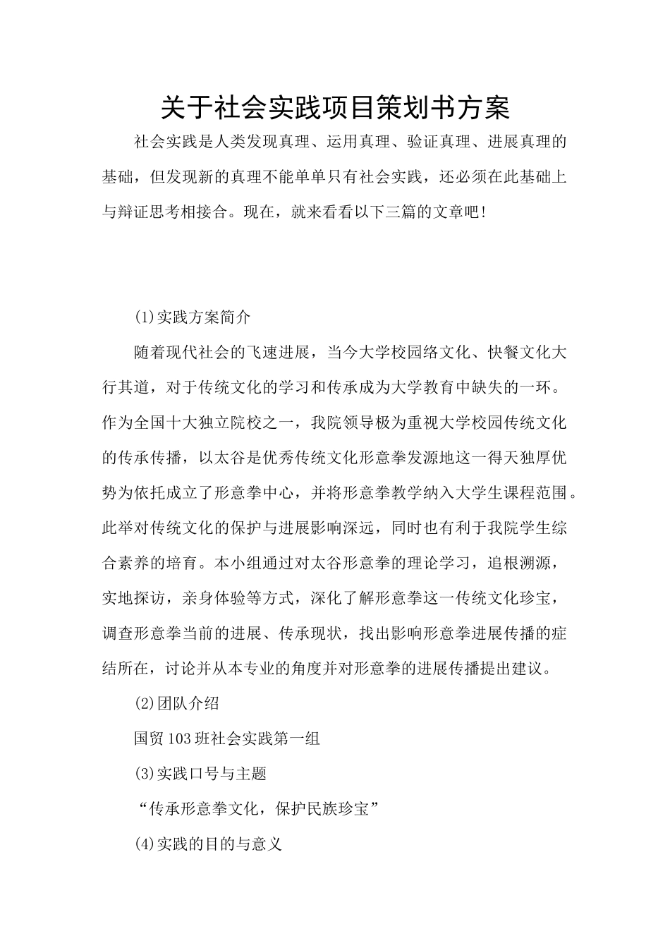 关于社会实践项目策划书方案_第1页