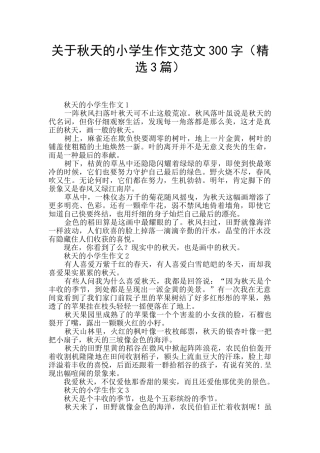 关于秋天的小学生作文范文300字