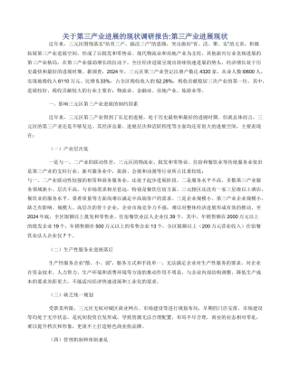 关于第三产业发展的现状调研报告