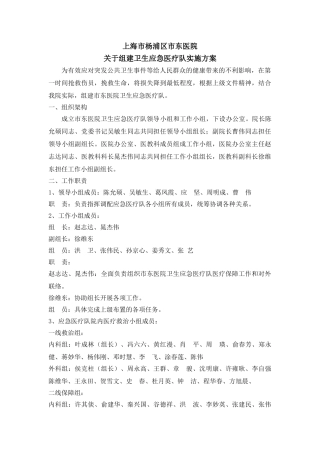 关于组建卫生应急医疗队实施方案